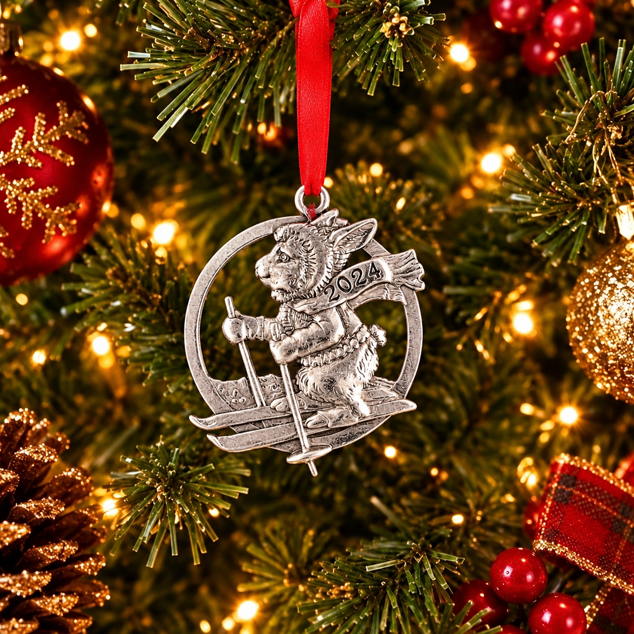2024 Bunny Alpine Skiing Ornament