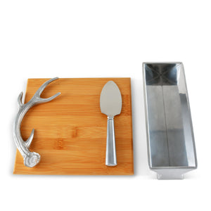Arthur Court Antler Antler Bamboo Cheese Set