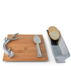 Arthur Court Antler Antler Bamboo Cheese Set
