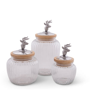 Arthur Court Antler Deer / Elk Knob Glass Canisters