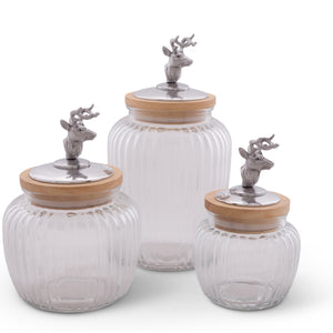 Arthur Court Antler Deer / Elk Knob Glass Canisters