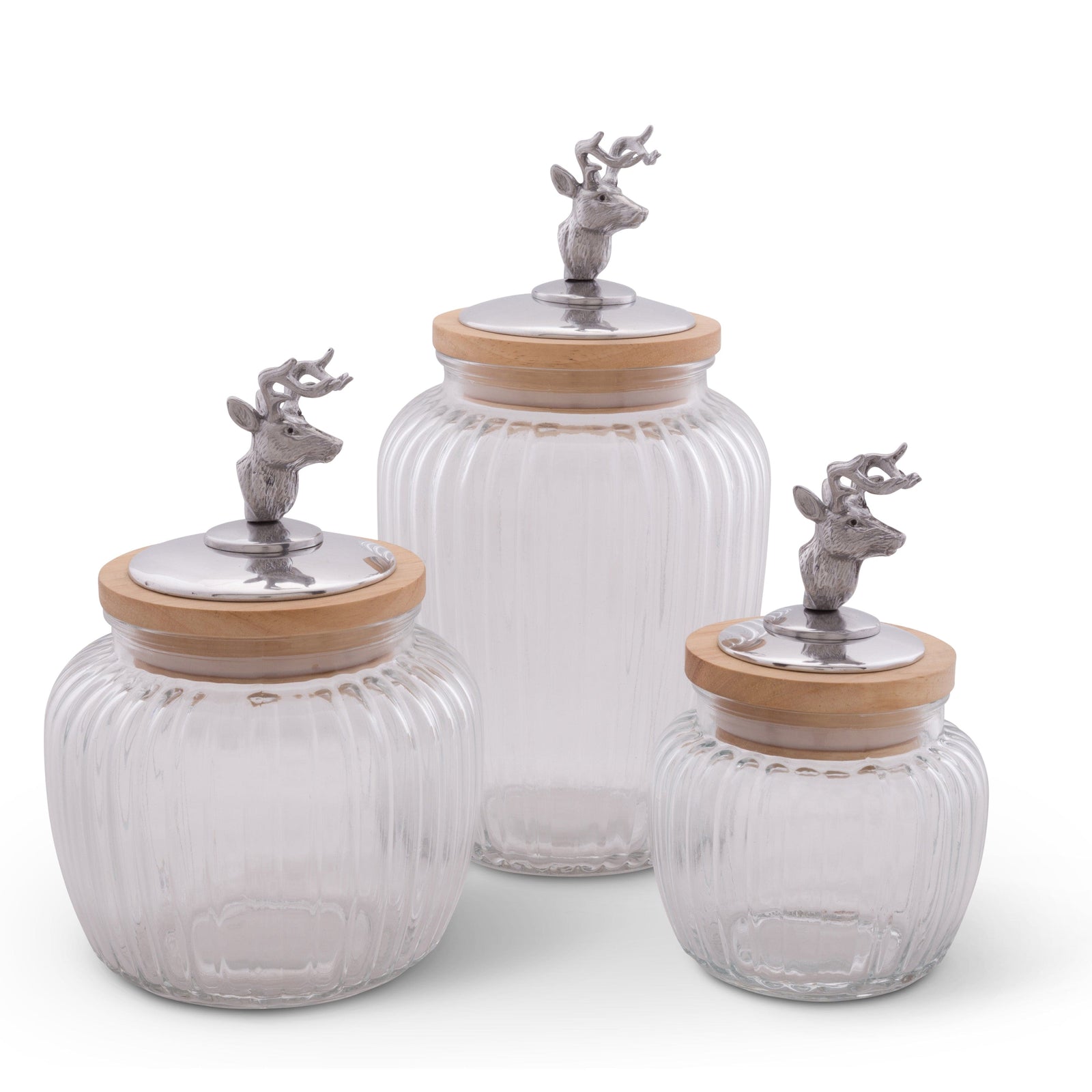 Arthur Court Antler Deer / Elk Knob Glass Canisters