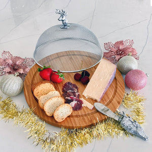 Arthur Court Antler Elk Head 3 Piece Picnic Cheese Board / Spreader