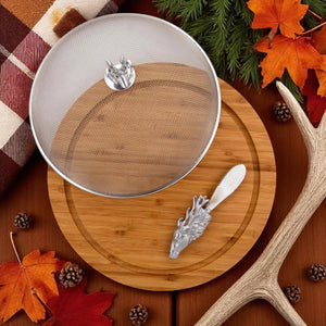 Arthur Court Antler Elk Head 3 Piece Picnic Cheese Board / Spreader