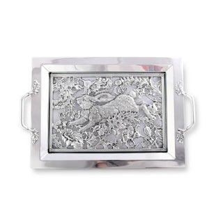 Arthur Court Bunny Running Rabbit Glass Top Serving Tray
