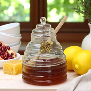 Arthur Court Dogwood Gold Bee Honey Jar with Dipper
