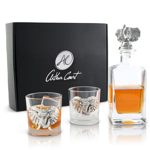 Arthur Court Elephant Elephant Decanter Set with Glasses