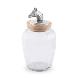 Arthur Court Equestrian Horse Head Knob Glass Canisters