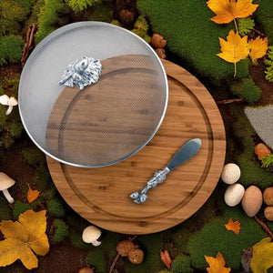 Arthur Court Forest Oak Leaf 3 Piece Picnic Cheese Board / Spreader