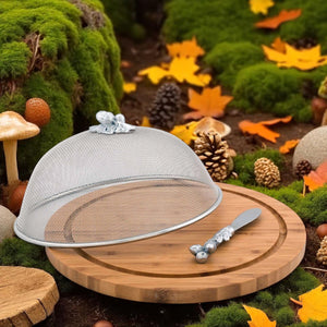 Arthur Court Forest Oak Leaf 3 Piece Picnic Cheese Board / Spreader