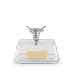 Arthur Court Garden Friends Glass Butter Dish - Cow