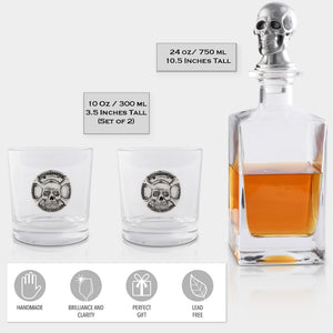 Arthur Court Holidays Skull Decanter Set with a set Double old Glasses
