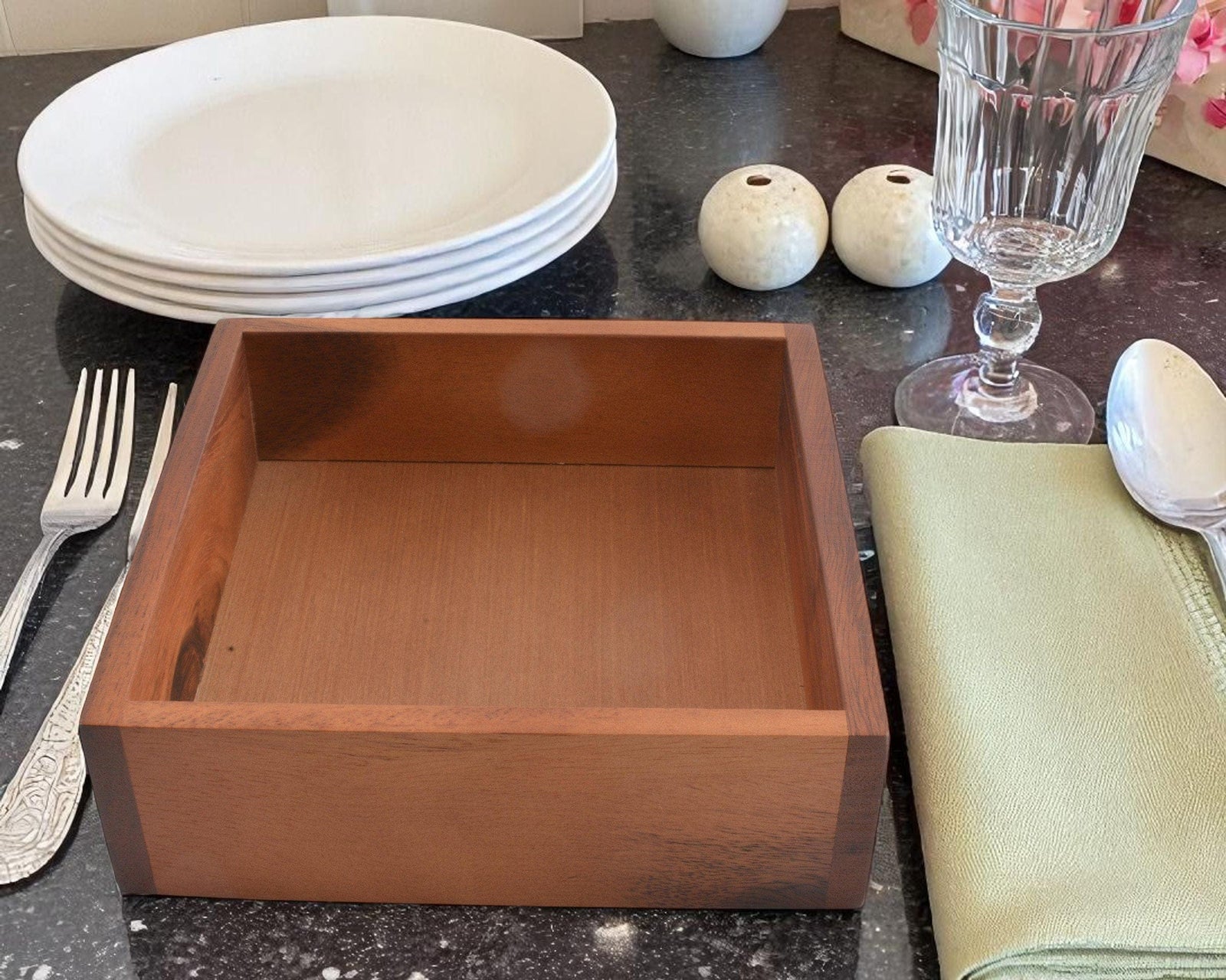 Arthur Court Misc. Cocktail Wood Napkin Box