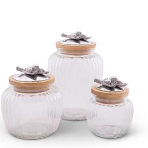 Arthur Court Olive Grove Olive Knob Glass Canisters