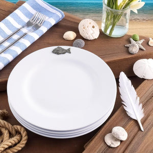 Arthur Court Sea and Shore Fish Melamine Lunch Plates - Set of 4