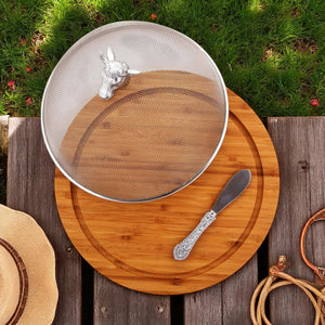 Arthur Court Western Frontier Cow Head 3 Piece Picnic Cheese Board / Spreader