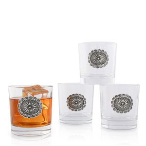 Arthur Court Western Frontier Western Concho Bar Glasses Set of 4