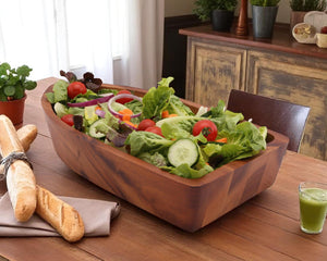 Arthur Court Wood Bowls / Boards Boat Shape Acacia Wood Salad Bowl Large