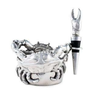 Arthur Court Sea and Shore Crab Wine Caddy and Stopper Set