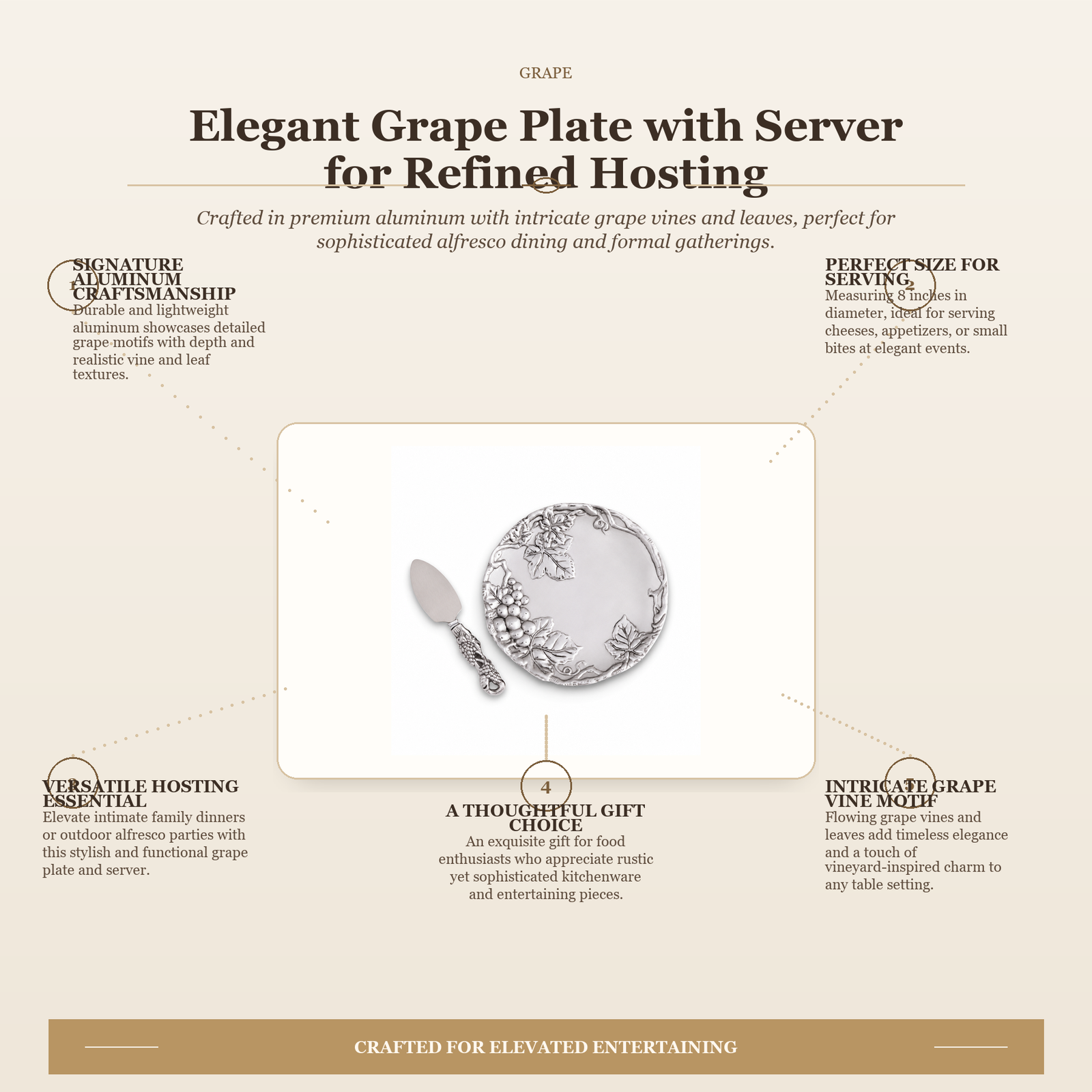 Elegant Grape Plate with Server for Refined Hosting