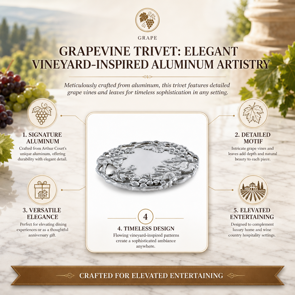 Grapevine Trivet: Elegant Vineyard-Inspired Aluminum Artistry