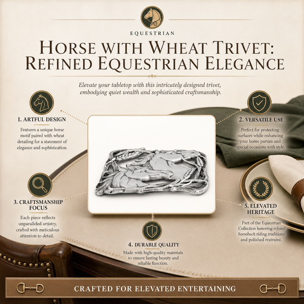 Horse with Wheat Trivet: Refined Equestrian Elegance