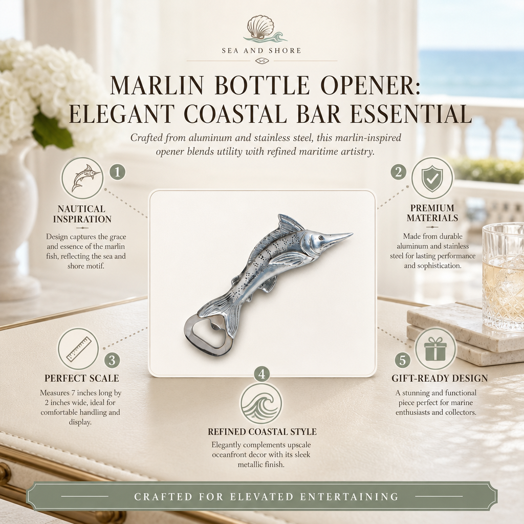 Marlin Bottle Opener: Elegant Coastal Bar Essential