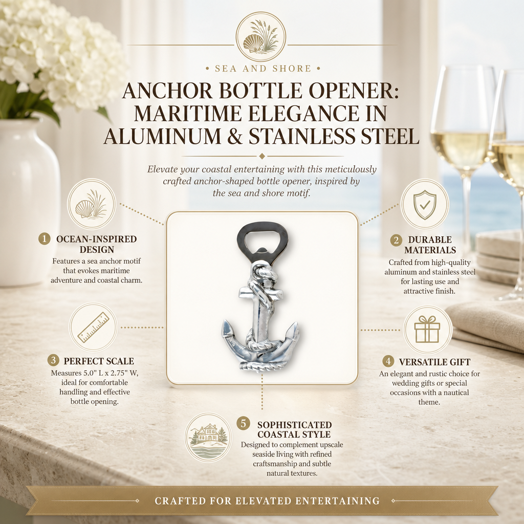 Anchor Bottle Opener: Maritime Elegance in Aluminum & Stainless Steel