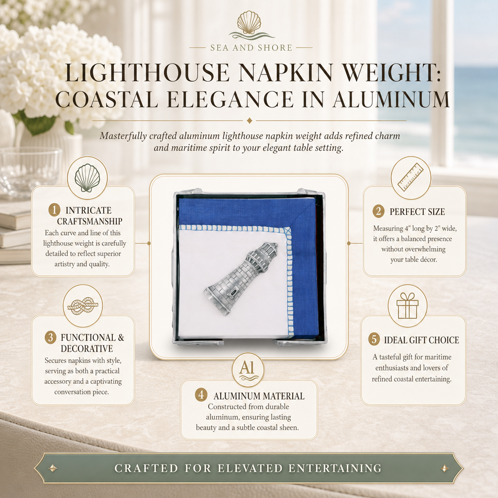 Lighthouse Napkin Weight: Coastal Elegance in Aluminum