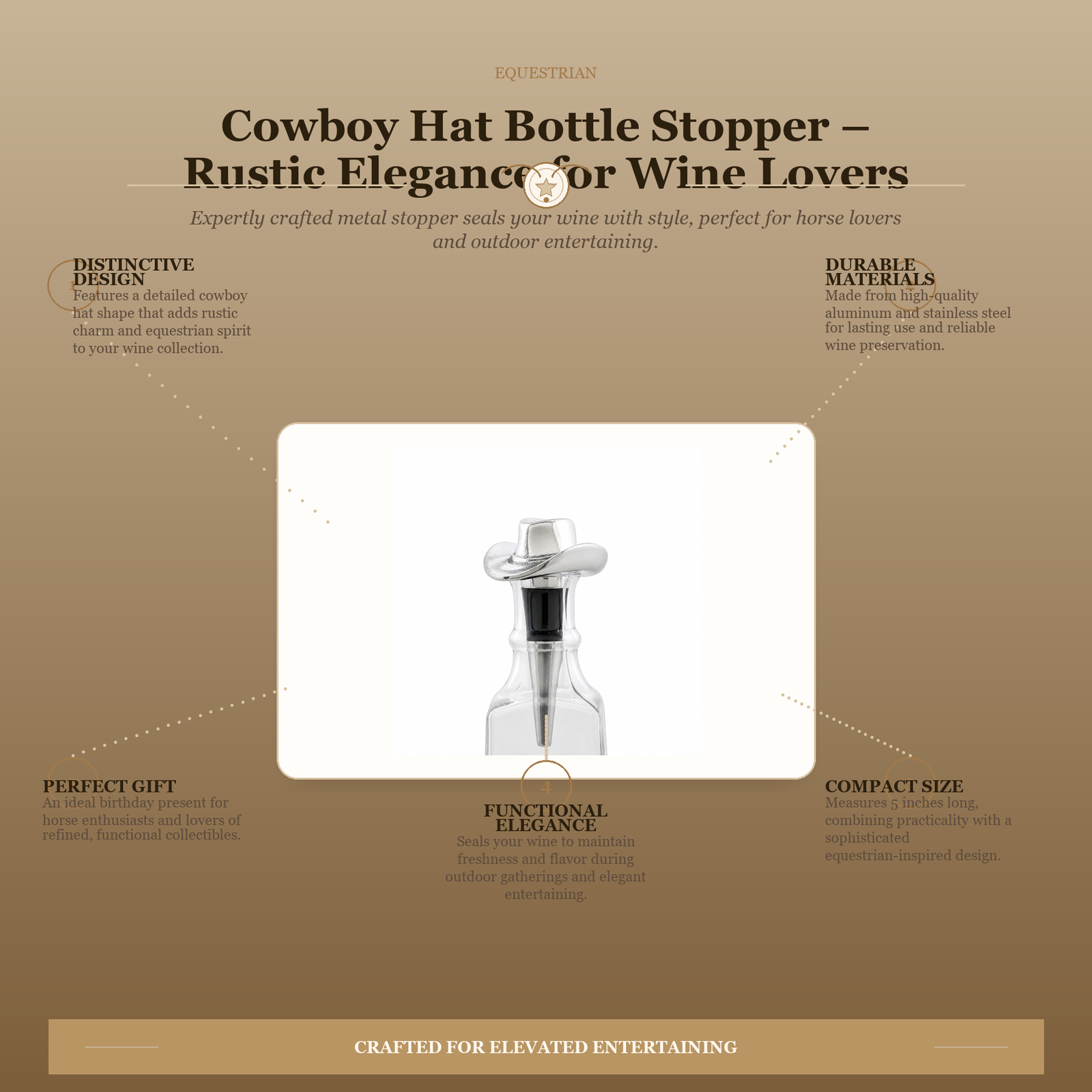 Cowboy Hat Bottle Stopper: Refined Equestrian Charm