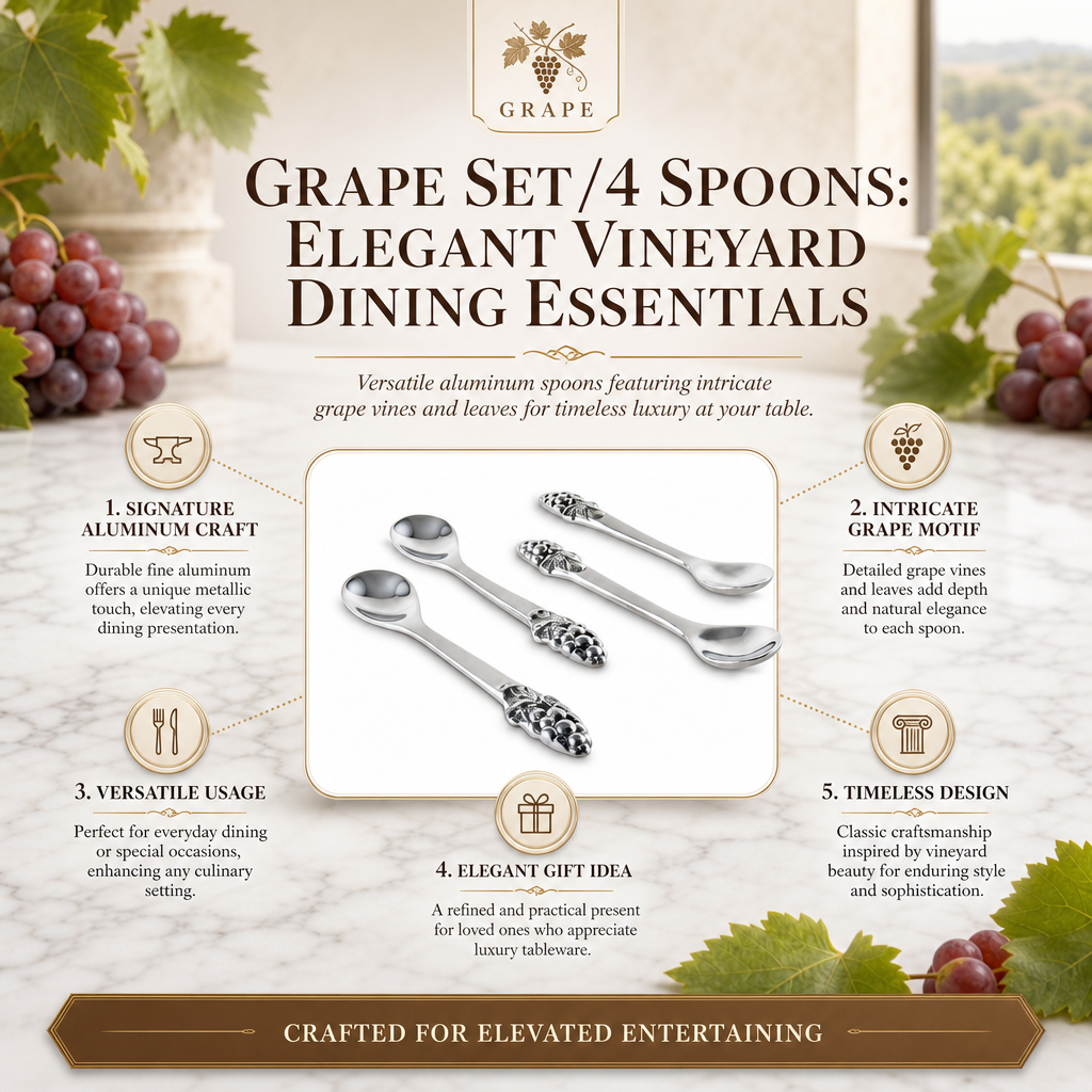 Grape Set/4 Spoons: Elegant Vineyard Dining Essentials
