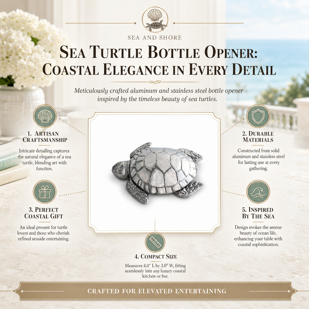 Sea Turtle Bottle Opener: Coastal Elegance in Every Detail