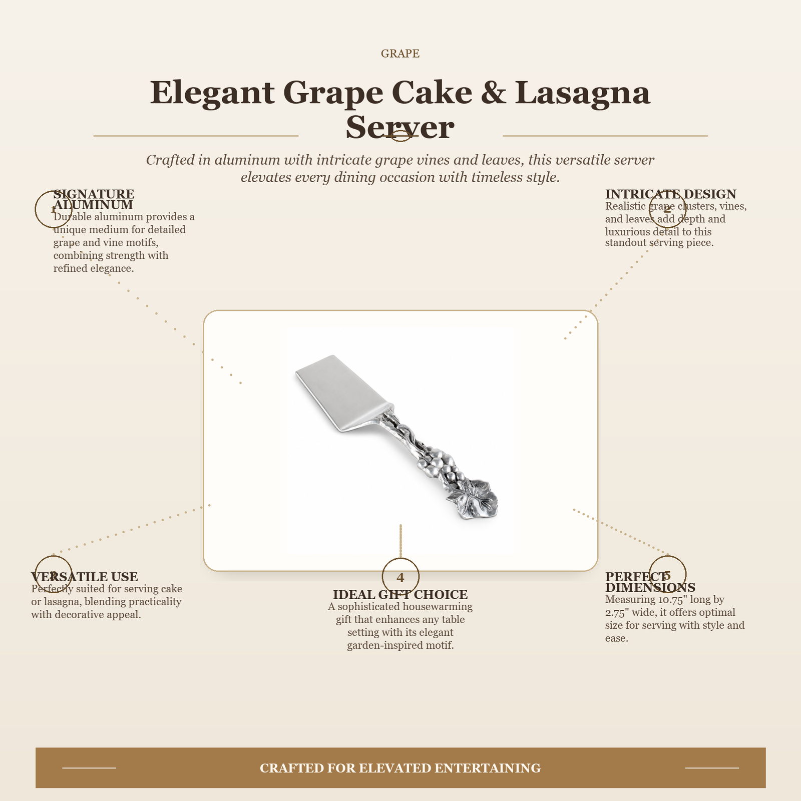 Elegant Grape Cake & Lasagna Server