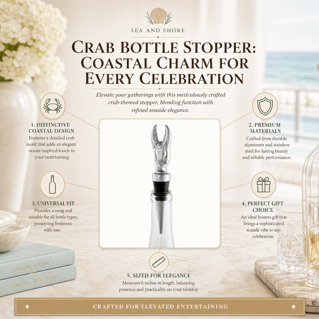 Crab Bottle Stopper: Coastal Charm for Every Celebration