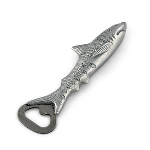 Fish-shaped bottle opener in a sleek, angled shot, showcasing artisanal craftsmanship and a unique coastal decor style