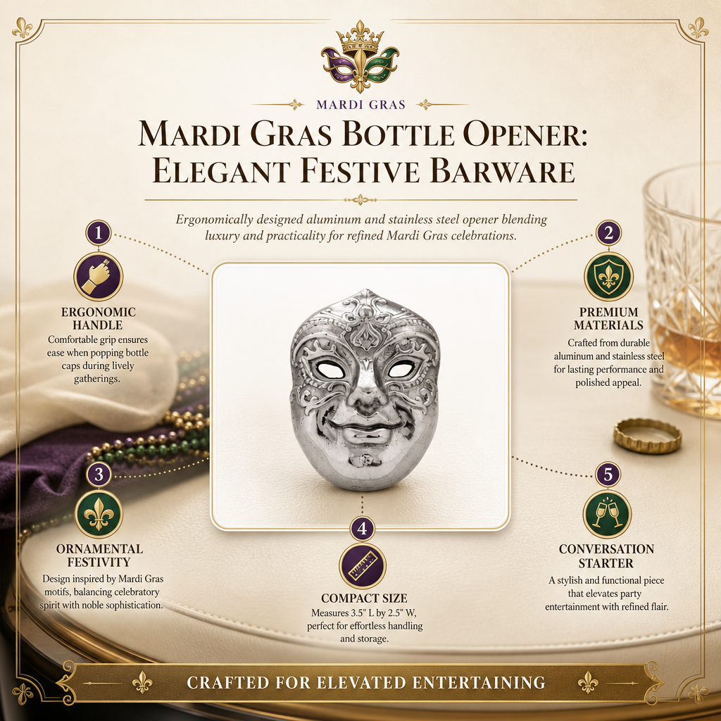 Mardi Gras Bottle Opener: Elegant Festive Barware