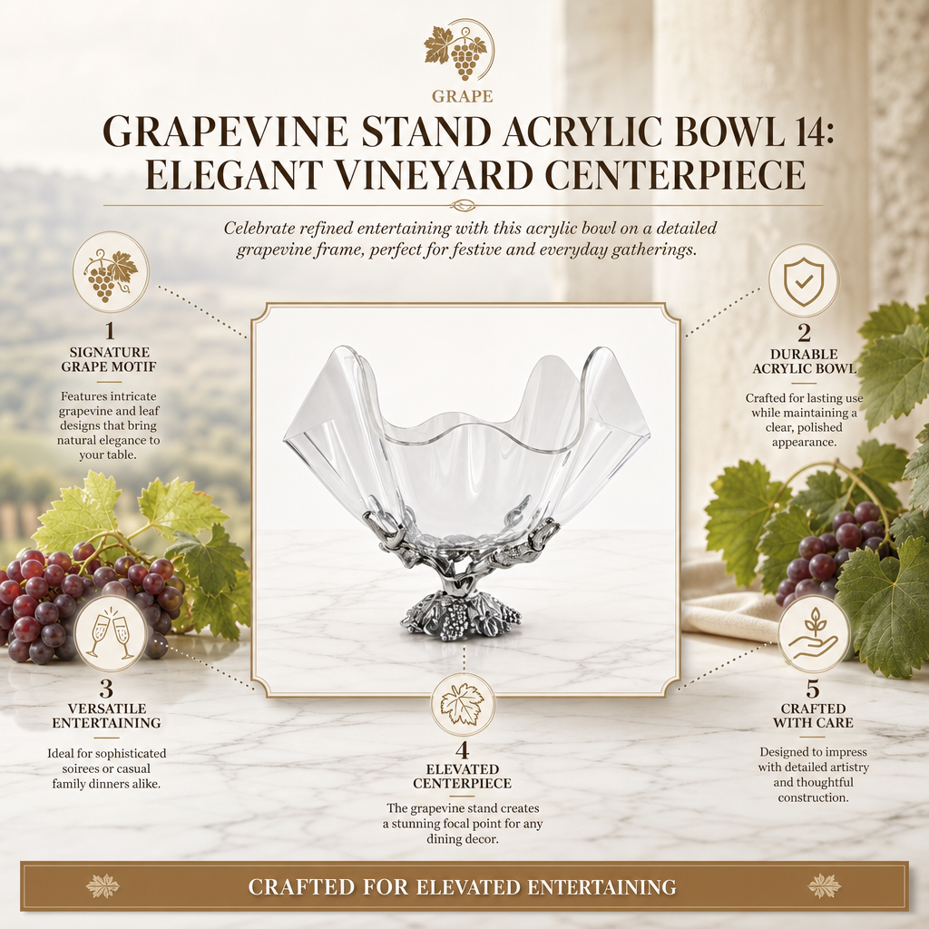 Grapevine Stand Acrylic Bowl 14: Elegant Vineyard Centerpiece