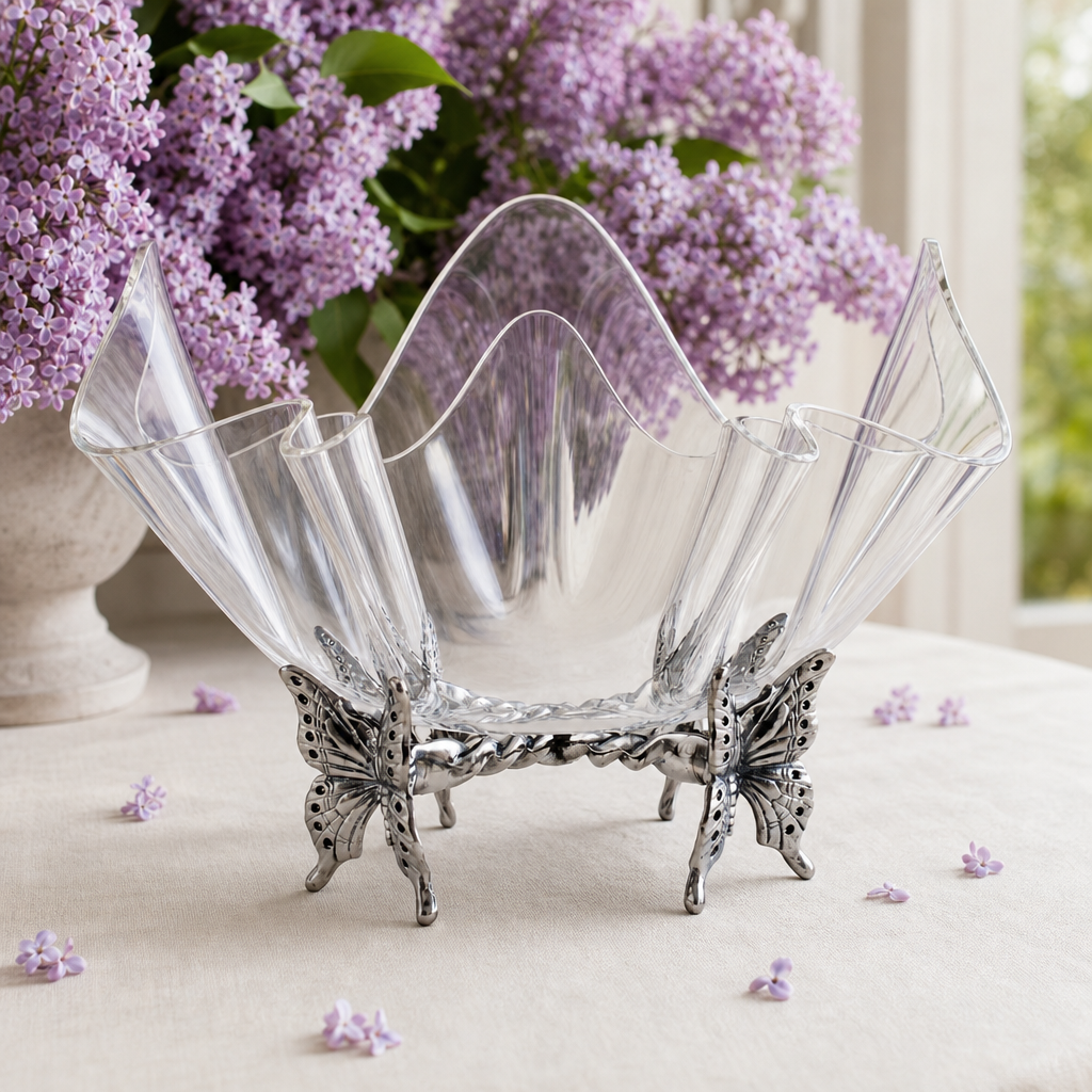 Butterfly Stand Acrylic Bowl 14 2