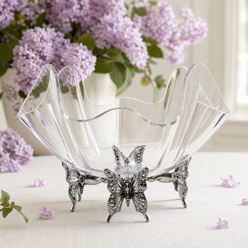 Butterfly Stand Acrylic Bowl 14 4