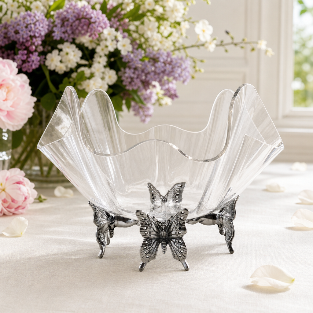 Butterfly Stand Acrylic Bowl 14 14