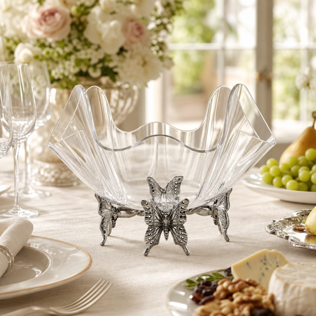 Butterfly Stand Acrylic Bowl 14 18
