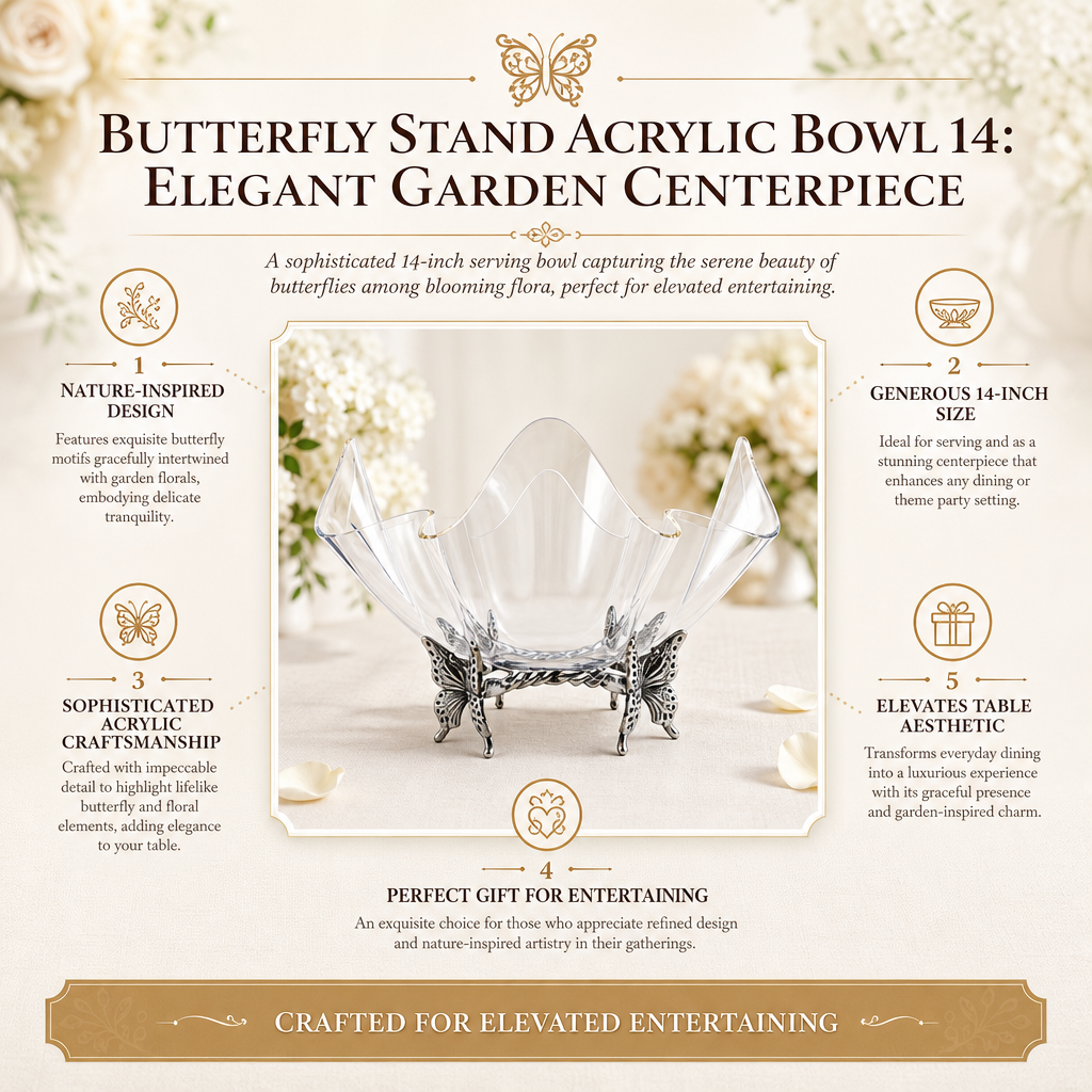 Butterfly Stand Acrylic Bowl 14 19