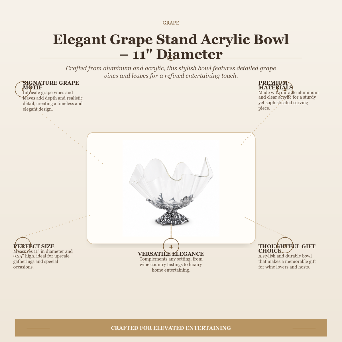 Grape Stand Acrylic Bowl 11 11
