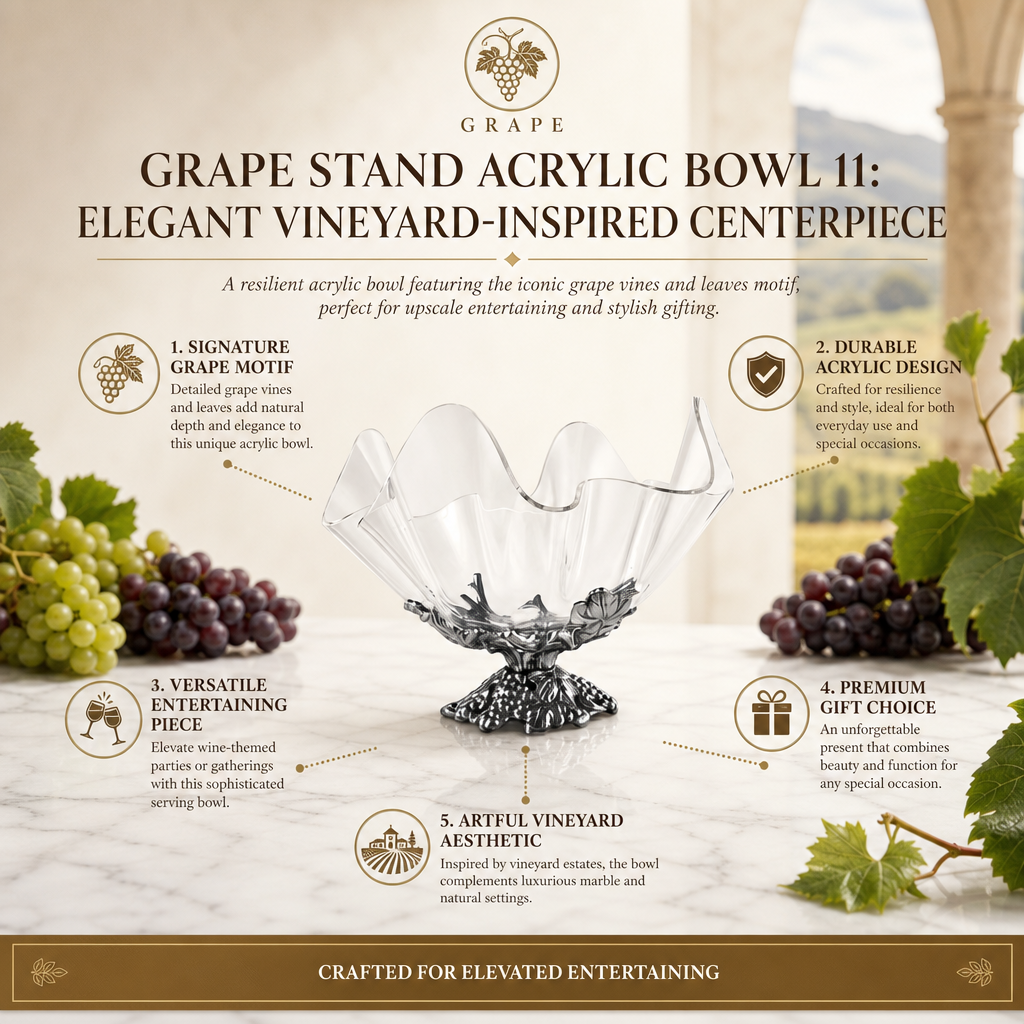 Grape Stand Acrylic Bowl 11: Elegant Vineyard-Inspired Centerpiece