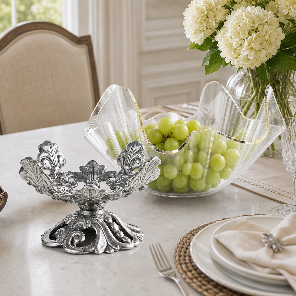 Fleur-De-Lis Stand Acrylic Bowl 11 5