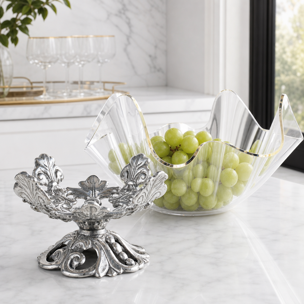 Fleur-De-Lis Stand Acrylic Bowl 11 9
