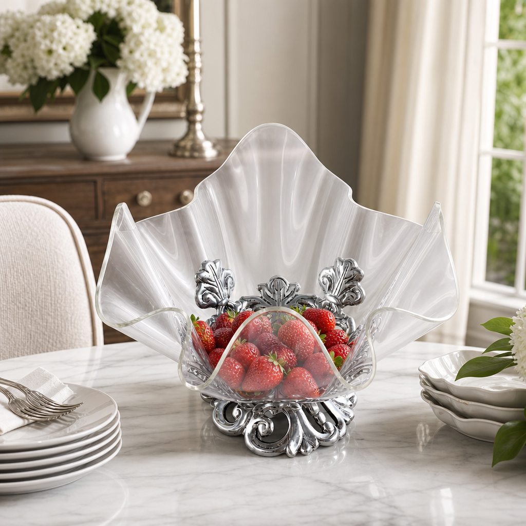 Fleur-De-Lis Stand Acrylic Bowl 11 7