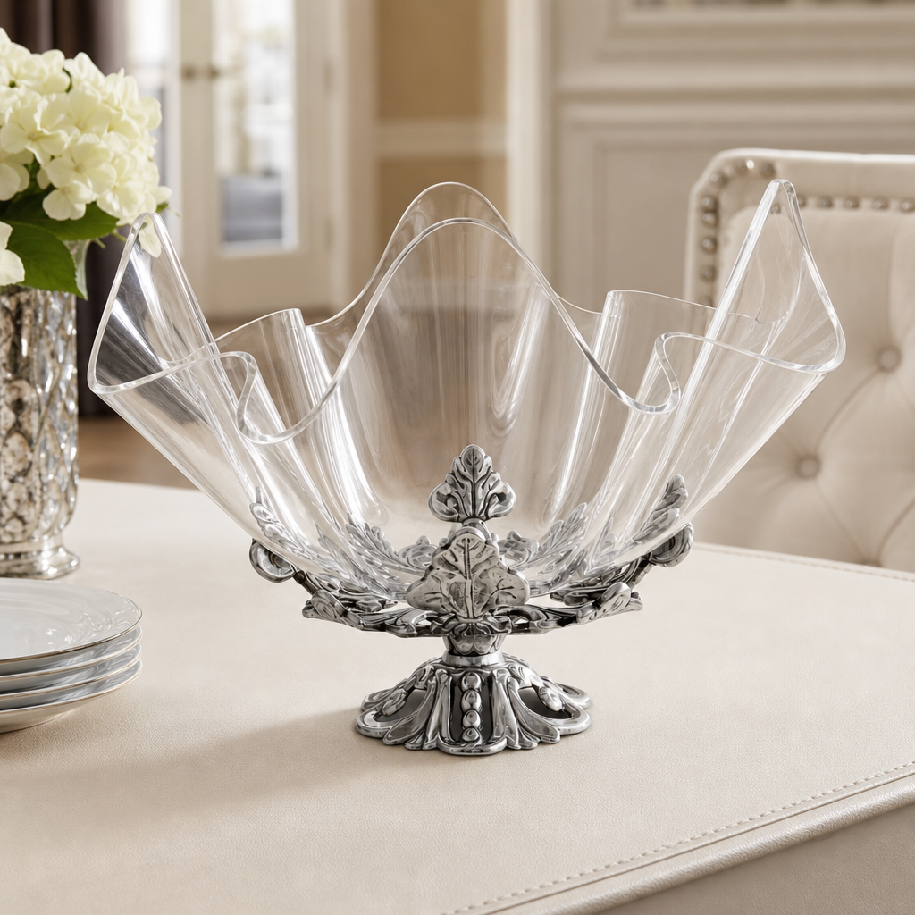 Fleur-De-Lis Stand Acrylic Bowl 14 2