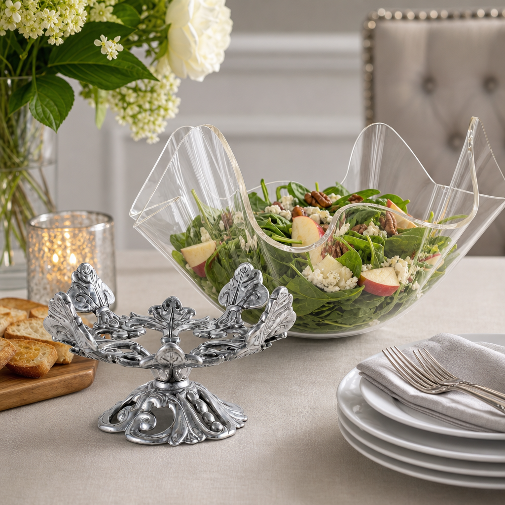 Fleur-De-Lis Stand Acrylic Bowl 14 5