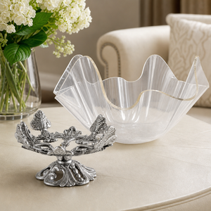 Fleur-De-Lis Stand Acrylic Bowl 14 3